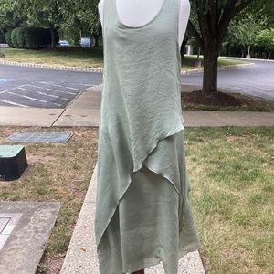 Exist~ X-Large thyme green loose layered symmetric long casual beach dress